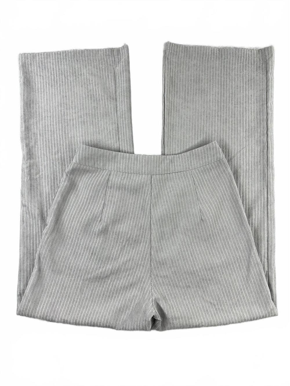 SHEIN Gray Pinstripe Wide Leg Dress Pants High Waist